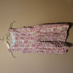 Girls Gap Dress Pink Floral with Blue Background